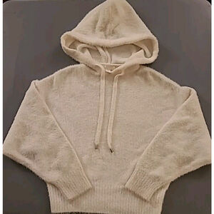 H&M Cream Soft Fuzzy Cuddly Hoodie Sweater XS